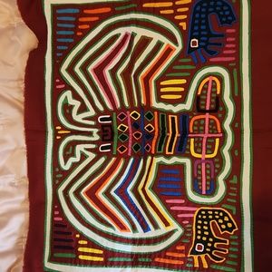 Reverse applique mola Ethnic fabric red